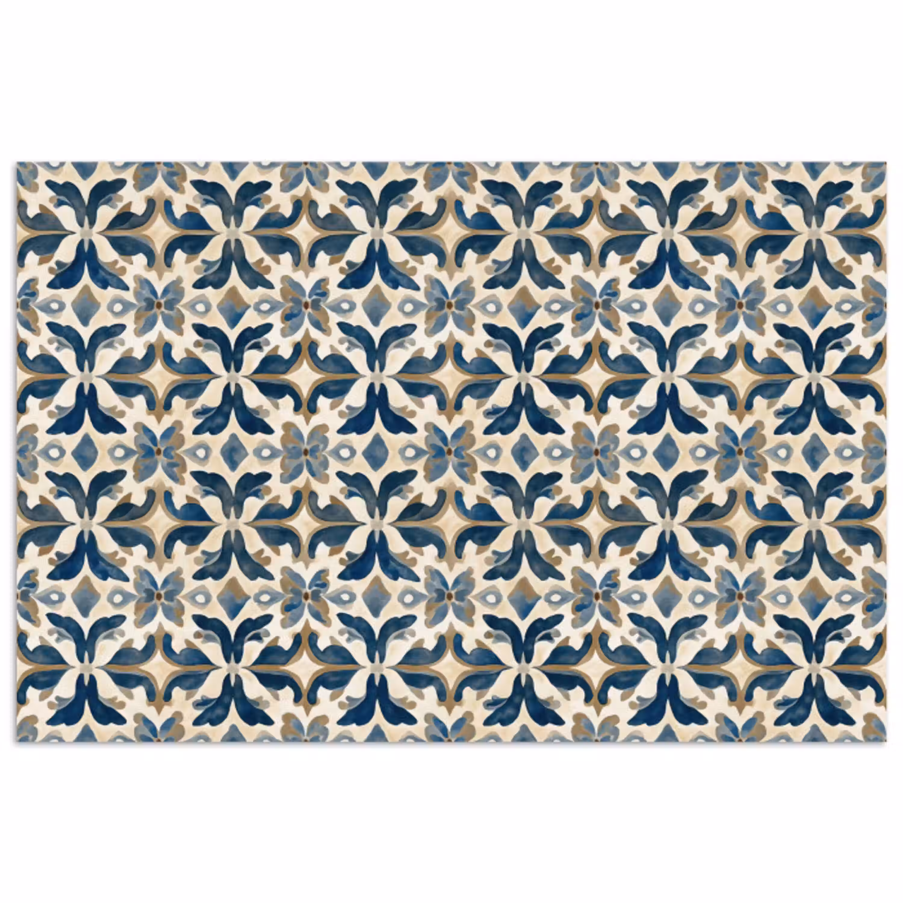 Tegel - Patroon - Blauw - Beige poster papier klein 62 -3d