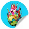 Drakenfruit - Blauw - Levendig Wandcirkel behangsticker klein -3d