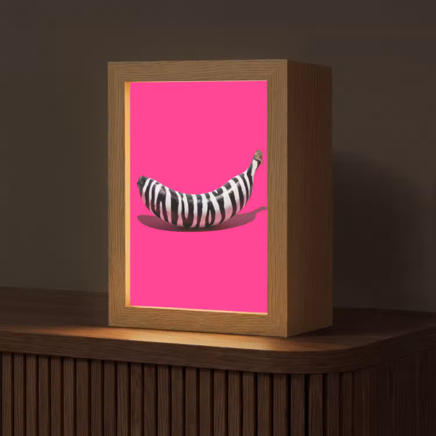 Tischlampe - Banane - Zebramuster - Rosa
