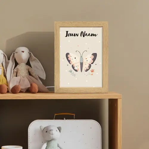 Vlinder - Stippen - Bloemen - Beige Light Box met kabel (Kinderlampje) klein -sfeer2_kind