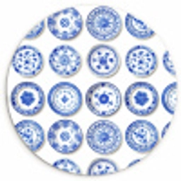 Borden - Bloemen - Patroon - Blauw Wandcirkel kunststof plaat 5mm dik klein 188 -3d
