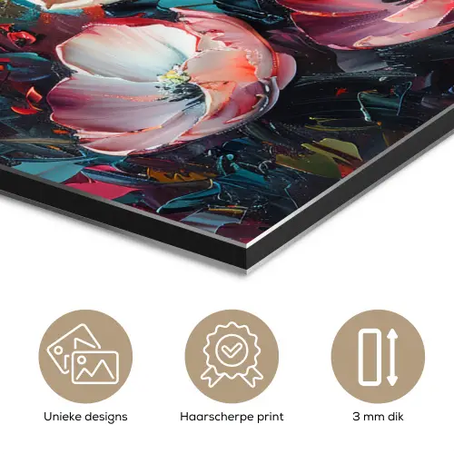 Klaprozen - Roze - Bloemen - Botanisch - Kunst aluminium wit klein -closeup_NL