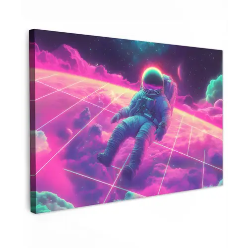 Astronaut - Neon - Roze - Wolken canvas 2cm klein -z3d