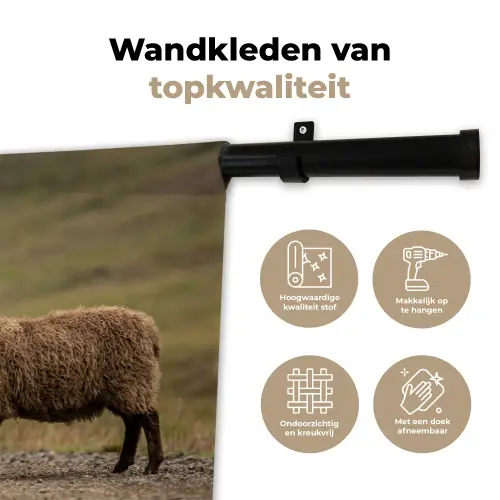 Schapen - Bruin - Wit - Grindpad Wandkleed katoen klein -sfeer2