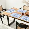 Vier schelpen - Blauw - Wit - Strepen Placemat vinyl groot -zzsfeer4_Kitchenyeah-website