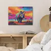 Neushoorn - Zonsondergang - Savanna - Kleurrijk PET vilt klein -sfeer3