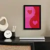 Minimalistisch - Rood - Roze - Hartjes fotolijst zwart zonder passe partout klein -sfeer1