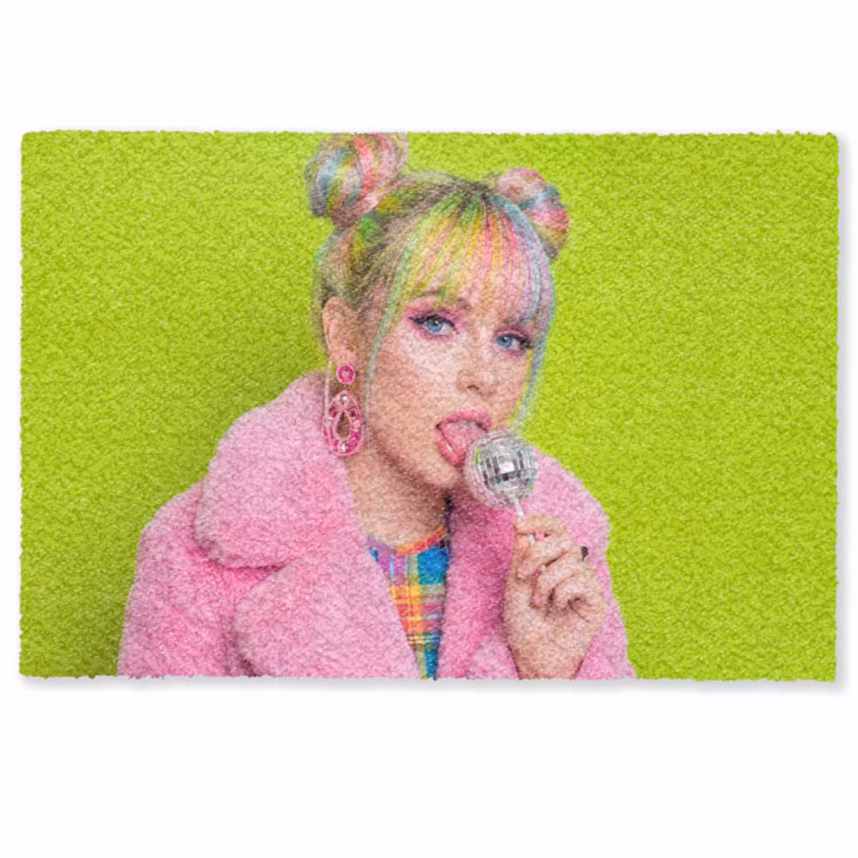 Vrouw - Kleurrijk haar - Pop art - Modern - Levendig Deurmat klein -zkaufland3d