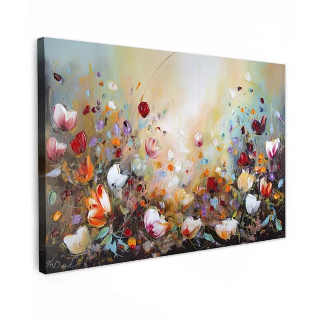 Olieverf - Bloemen - Kleurrijk - Natuur canvas 2cm klein -z3d