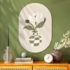 Vaas - Geruit - Bloem - Groen Wandcirkel Ovaal Glas middel -sfeer2