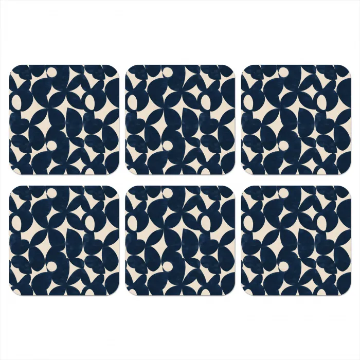 Modern - Geometrisch - Blauw onderzetter kurk middel 366 -3d