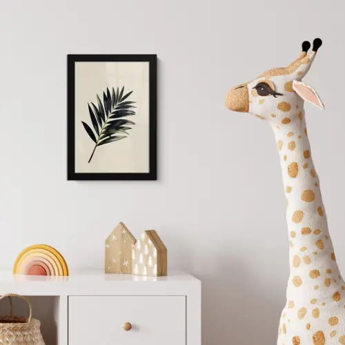 Palmblad - Subtiel - Groen - beige fotolijst zwart zonder passe partout klein -usfeer4_kinderkamer