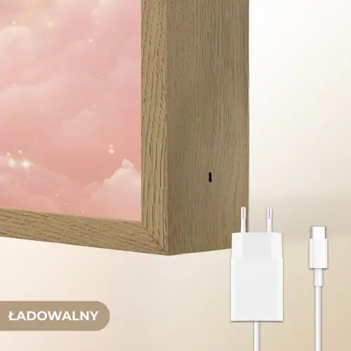 Eenhoorn - Wolken - Roze Light Box met batterij (Wandlamp kind) middel -USP_websiteoplaadbaarNL