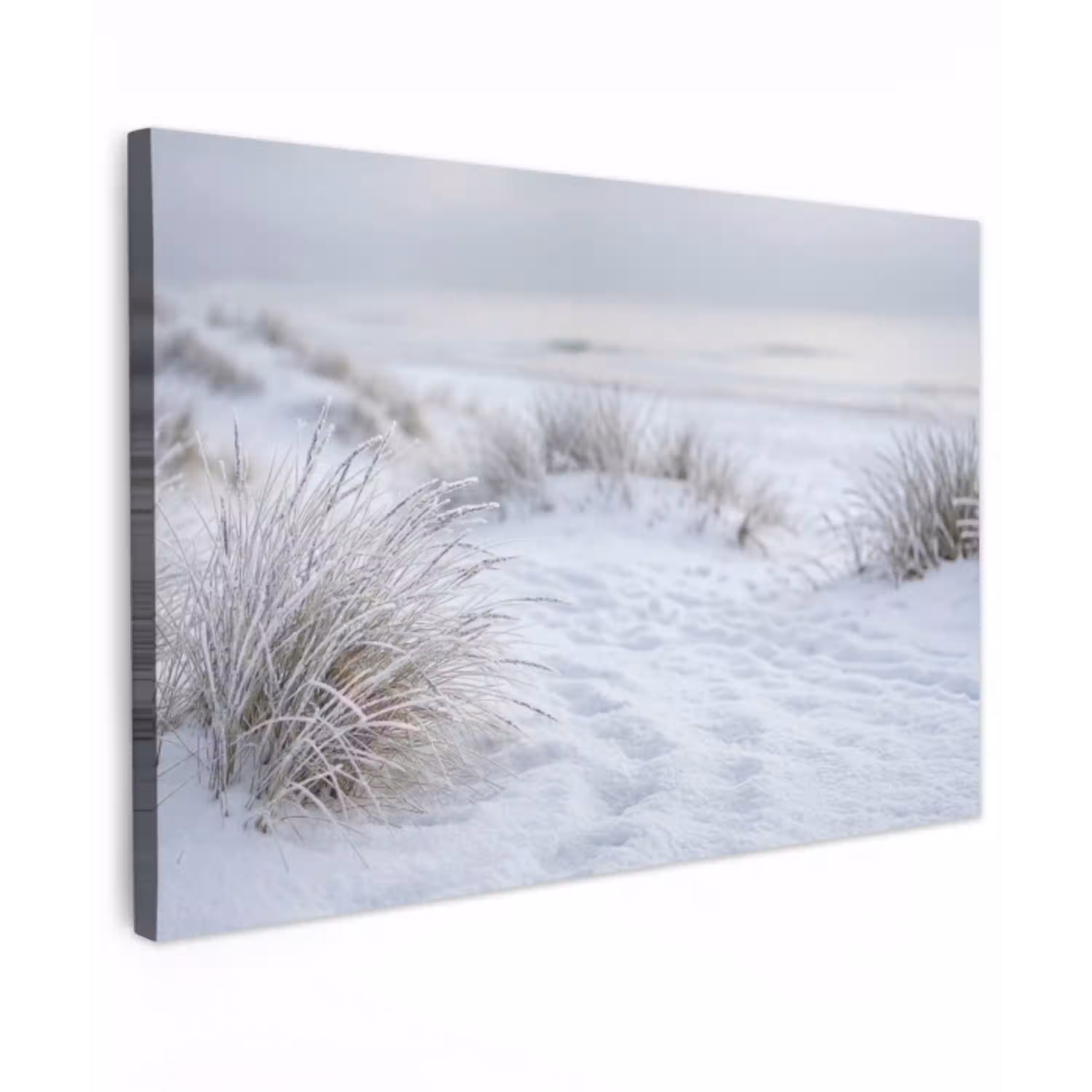 Duinen - Sneeuw - Strand - Winter - Serene Tuinposter op houten frame 2 cm dik klein -3d