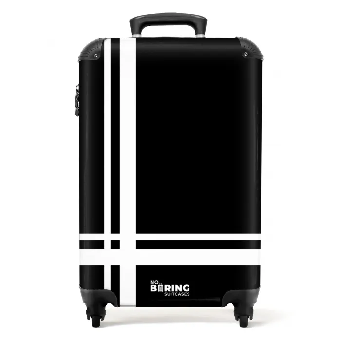 Zwarte achtergrond met wit kruispatroon linksonder NBS - Handbagage koffer - Kinderen Unisex middel -productfoto_recht