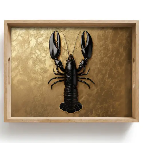 Kreeft - Zwart - Goud - Luxe Dienblad Rechthoek middel -z3d_shopping