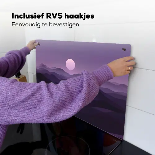 Heuvels - Paars - Mist - Zon Inductie beschemer met haakjes klein -ky-ophangen-nl