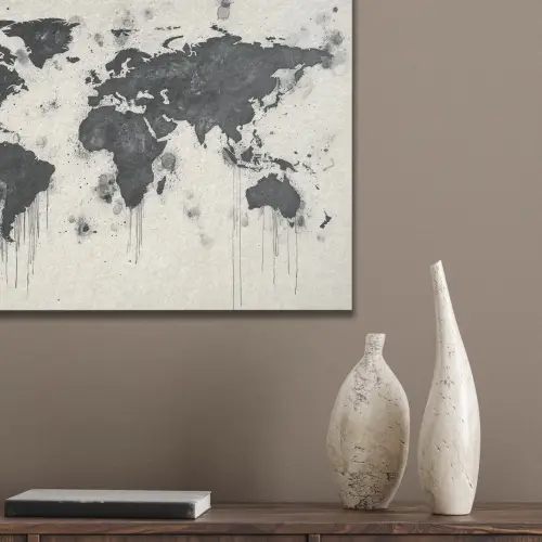 Wereldkaart - Zwart - Inkt PET vilt klein -sfeer6_closeup