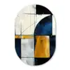Abstract - Vormen - Goud - Blauw - Geometrisch Wandcirkel Ovaal Forex klein -3d