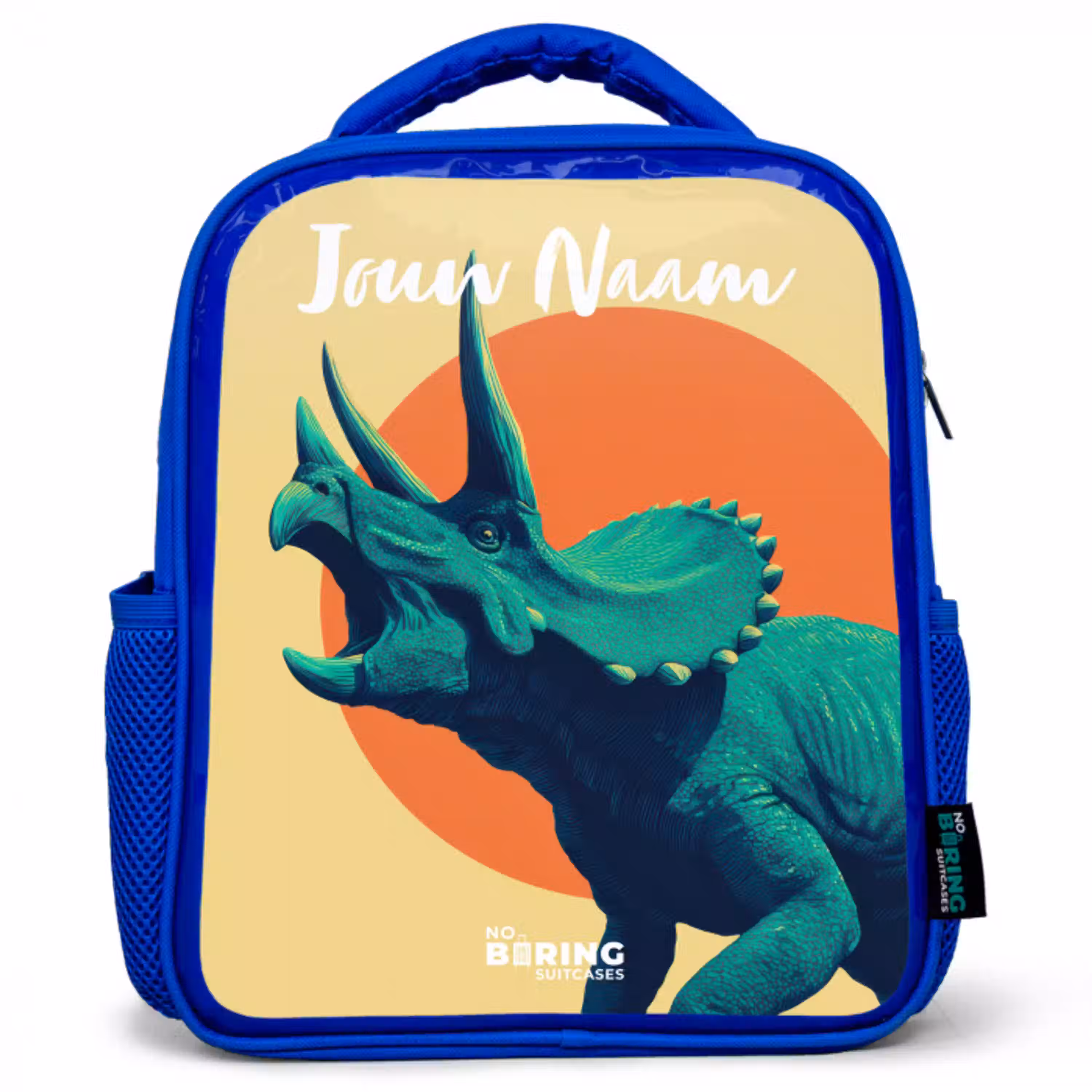 Dino - Triceratops  - Dier Kinderrugzak - Blauw middel -3d