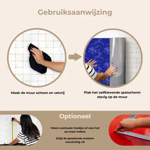 Bloesem - Bloemen - Blauw keuken achterwand spatscherm klein 900 -gebruiksaanwijzing_NL