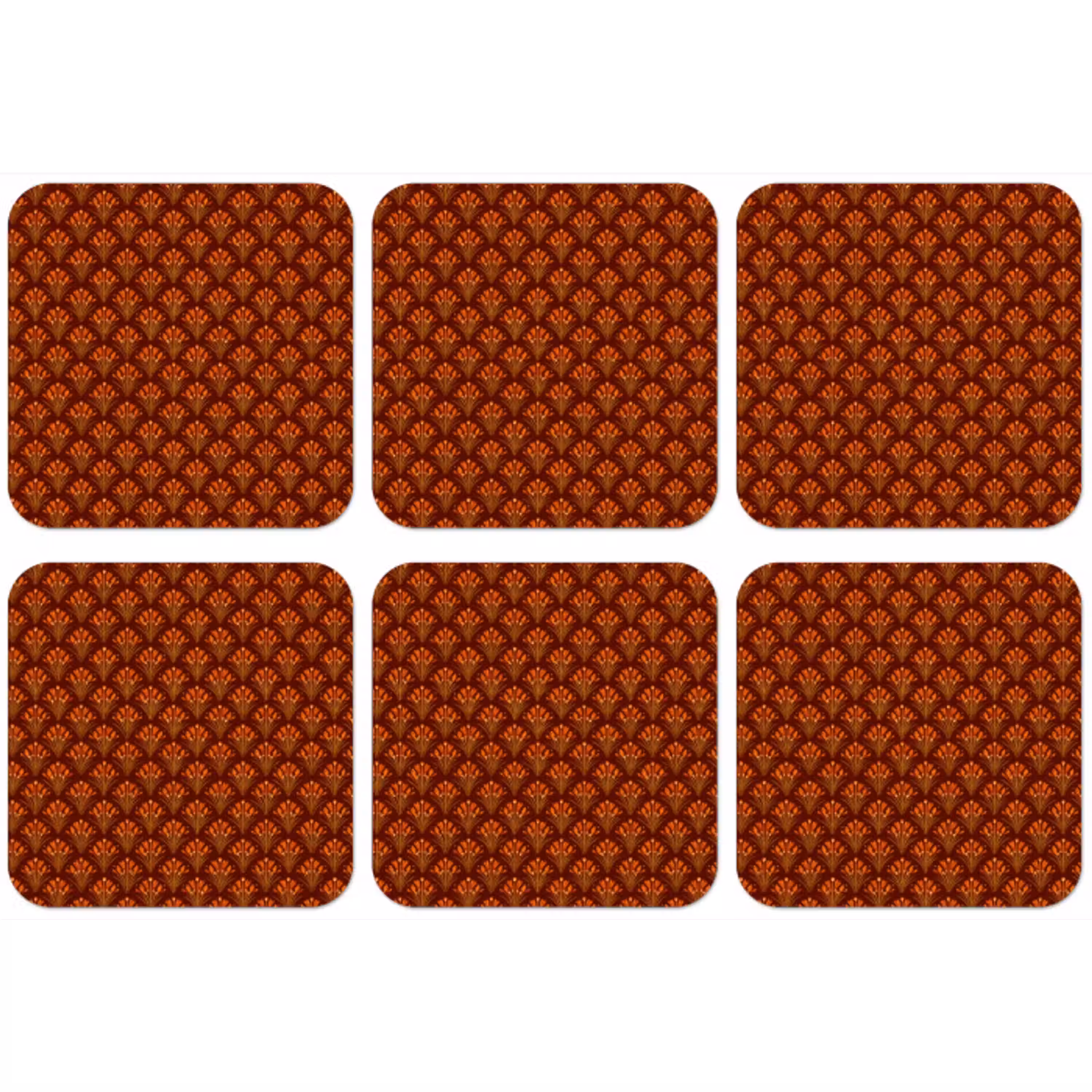 Waaiers - Art Deco - Botanisch - Roestbruin - Oranje onderzetter kurk middel 366 -zkaufland3dotto