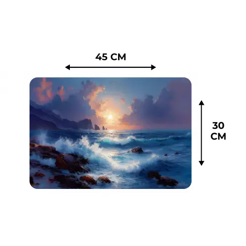 Golven - Zee - Kleurrijk - Rotsen Placemat vinyl groot -specs
