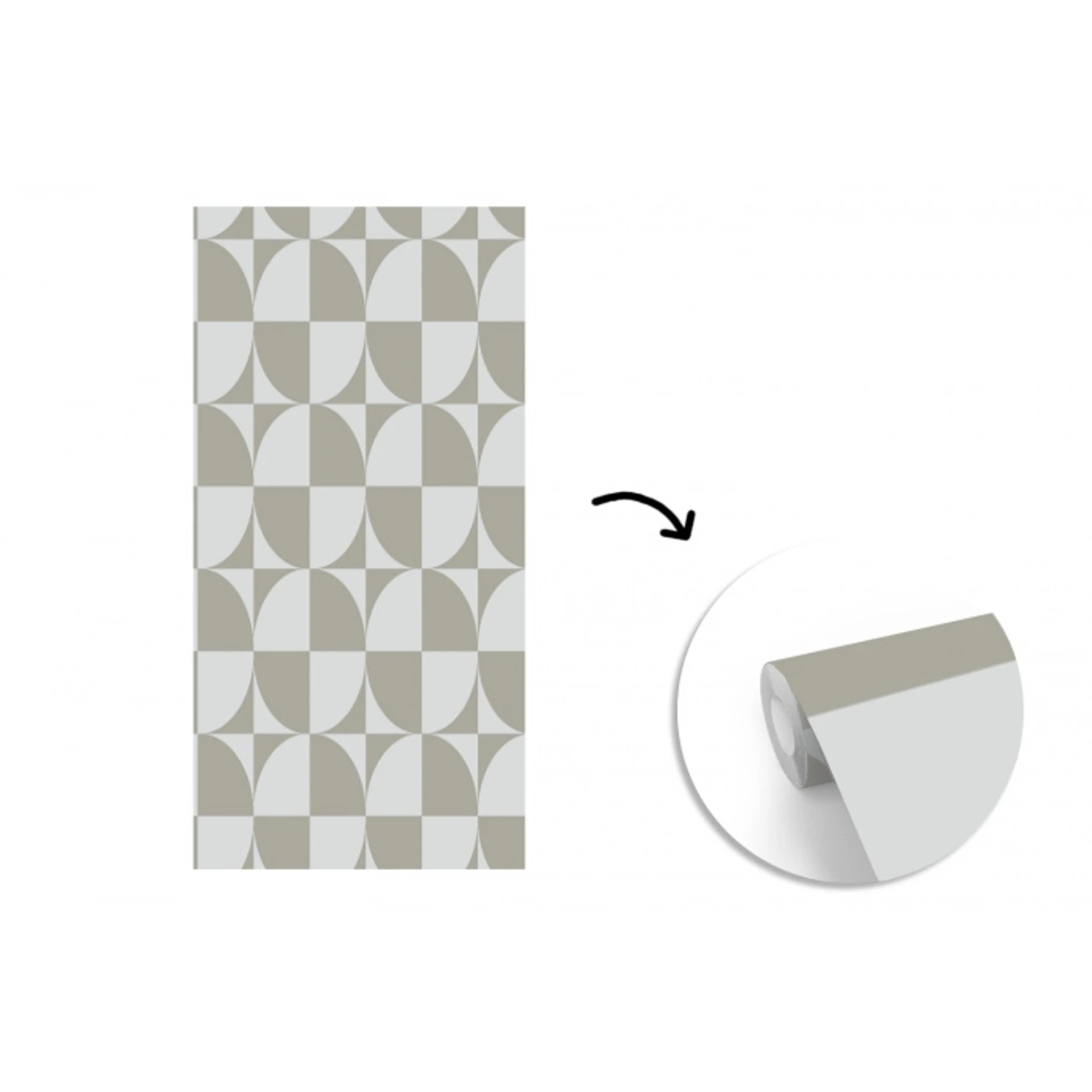 Lichtgrijs - Wit - Vierkant - Rond fotobehang vinyl groot 64 -3d