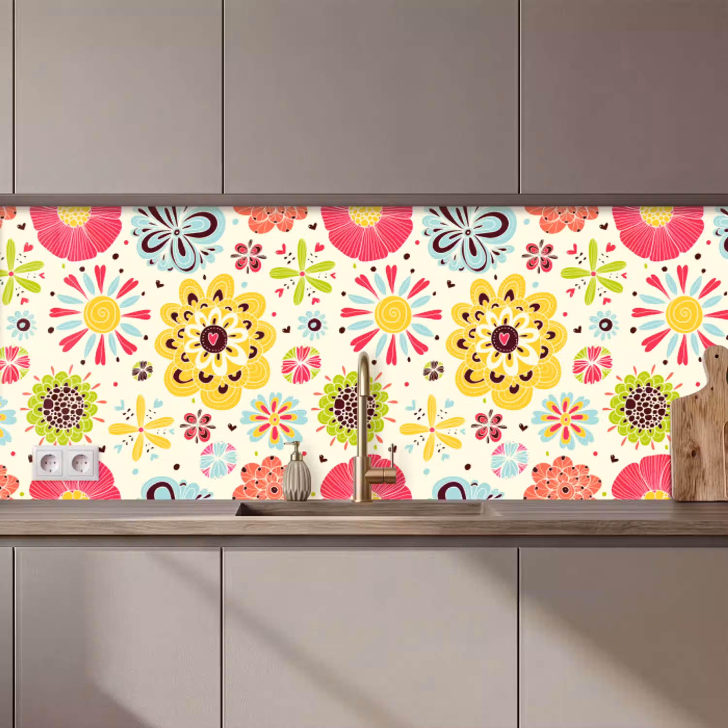 Hart - Bloemen - Patronen keuken achterwand 2 middel 871 zz_3dshopping