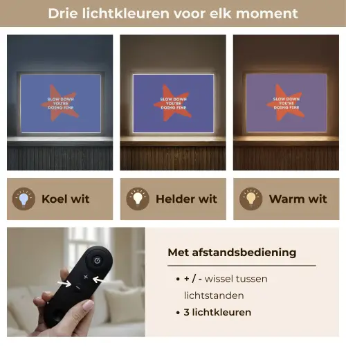 Slow down you're doing fine - Ster - Blauw Light Box met batterij (Wandlamp) middel -USP_lichtkleurNL