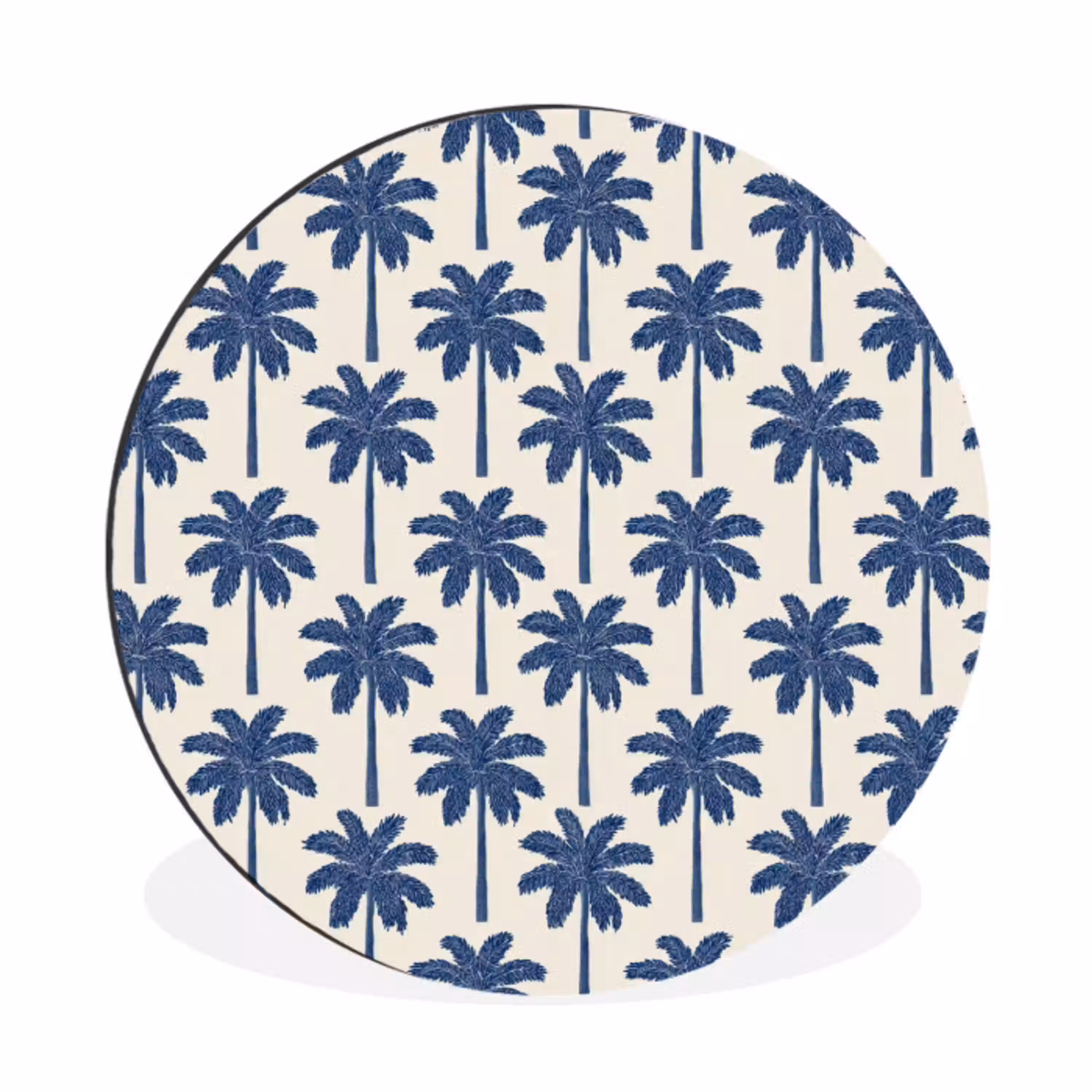 Symmetrisch - Palm - Blauw Wandcirkel aluminium klein 190 -3d