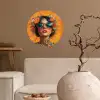 Vrouw - Bloemen - Aesthetic - Oranje Wandcirkel behangsticker klein -sfeer1