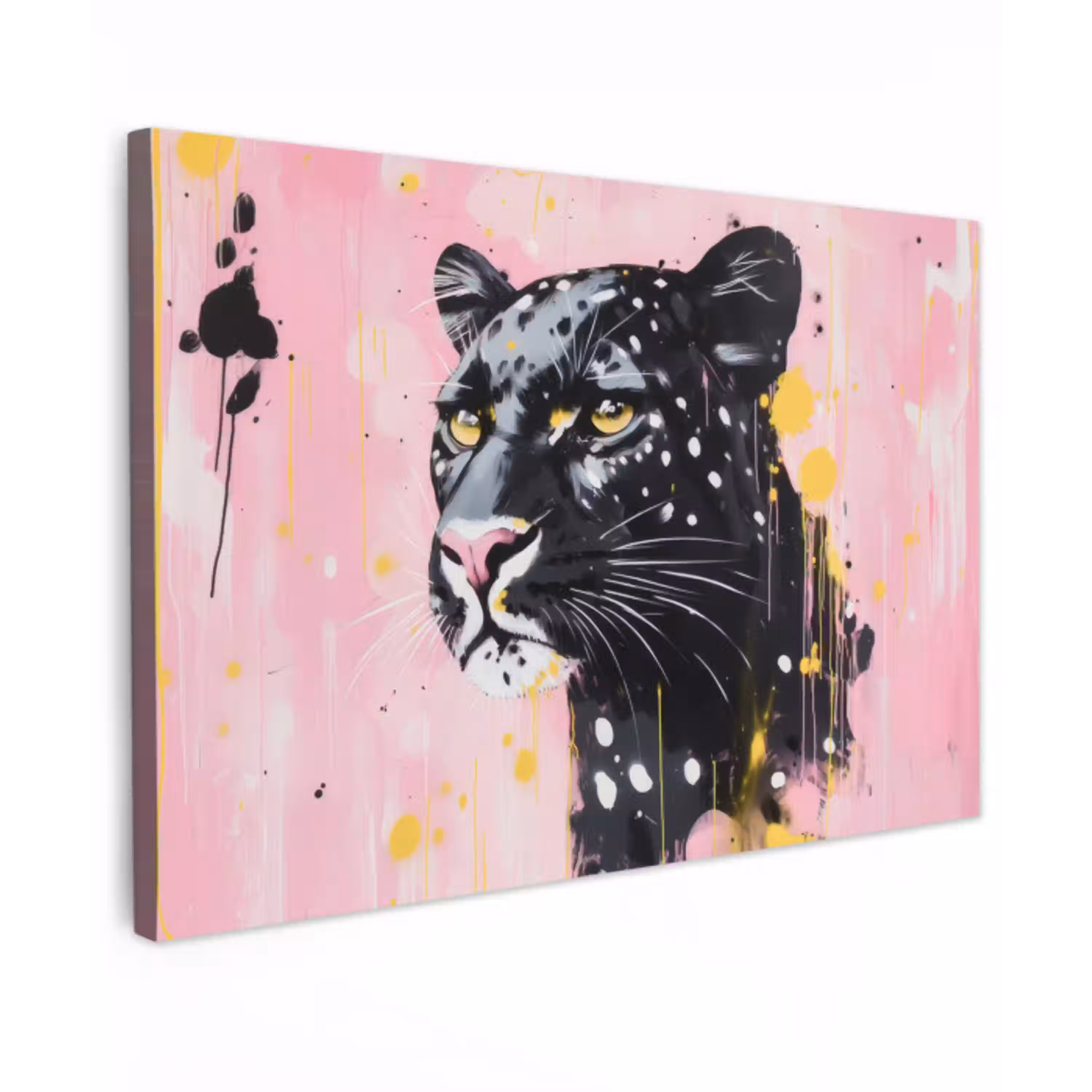 Zwart - Panter - Roze - Abstract canvas 2cm klein -z3d