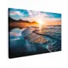 Zonsondergang - Zee - Berg - Horizon - Landschap - Blauw canvas 2cm klein -z3d