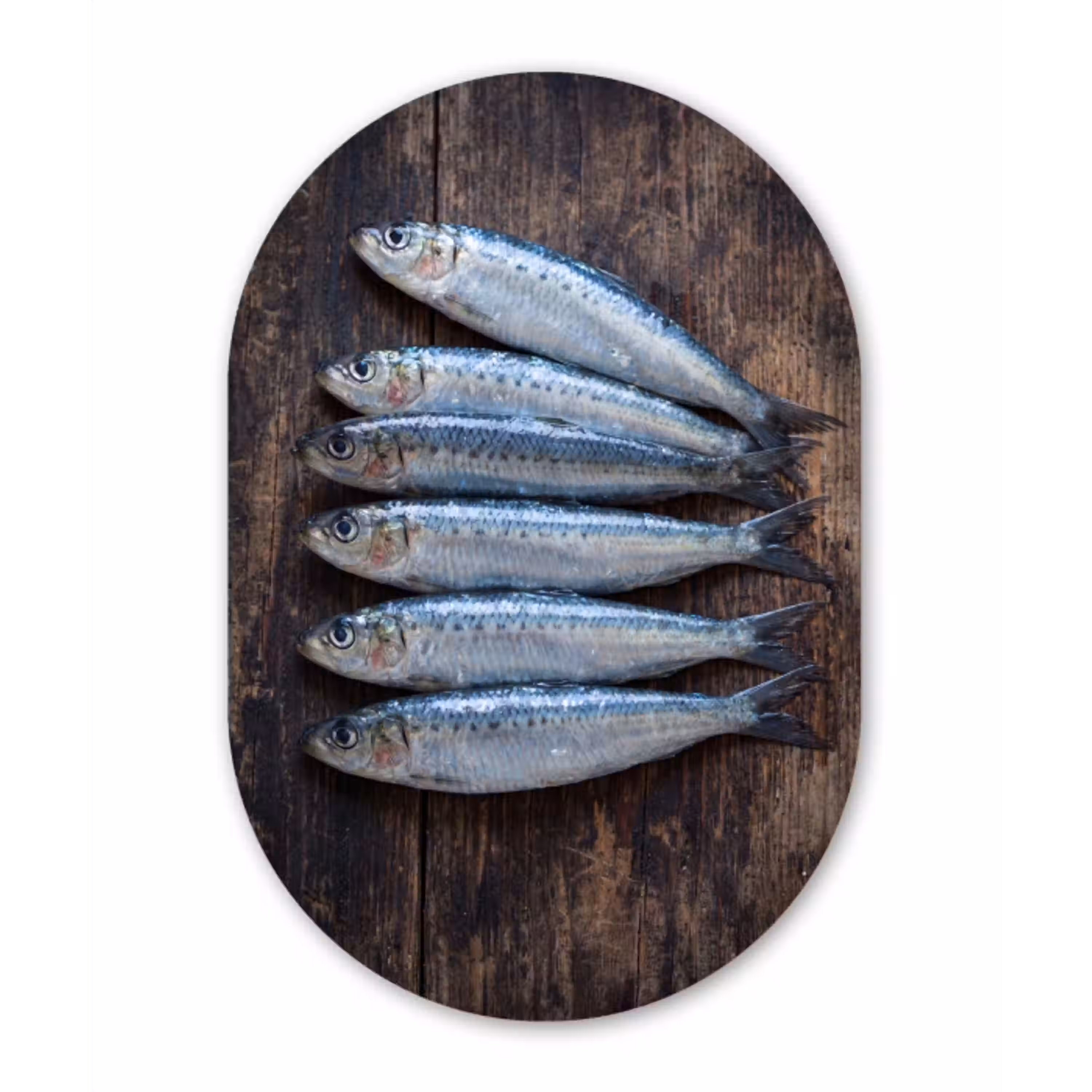 Vis - Hout - Eten Wandcirkel Ovaal Glas middel -3d