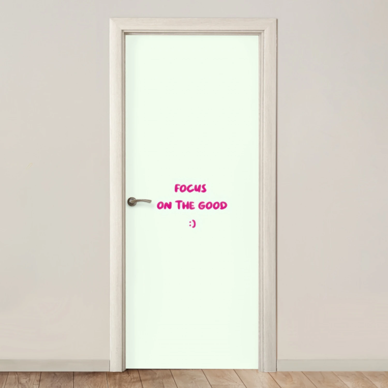 Focus - Beige - Roze - Smiley deurposter klein -3d_beige
