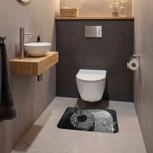 WC - Toilet papier - Zwart wit - Glitters WCmat klein -sfeer2