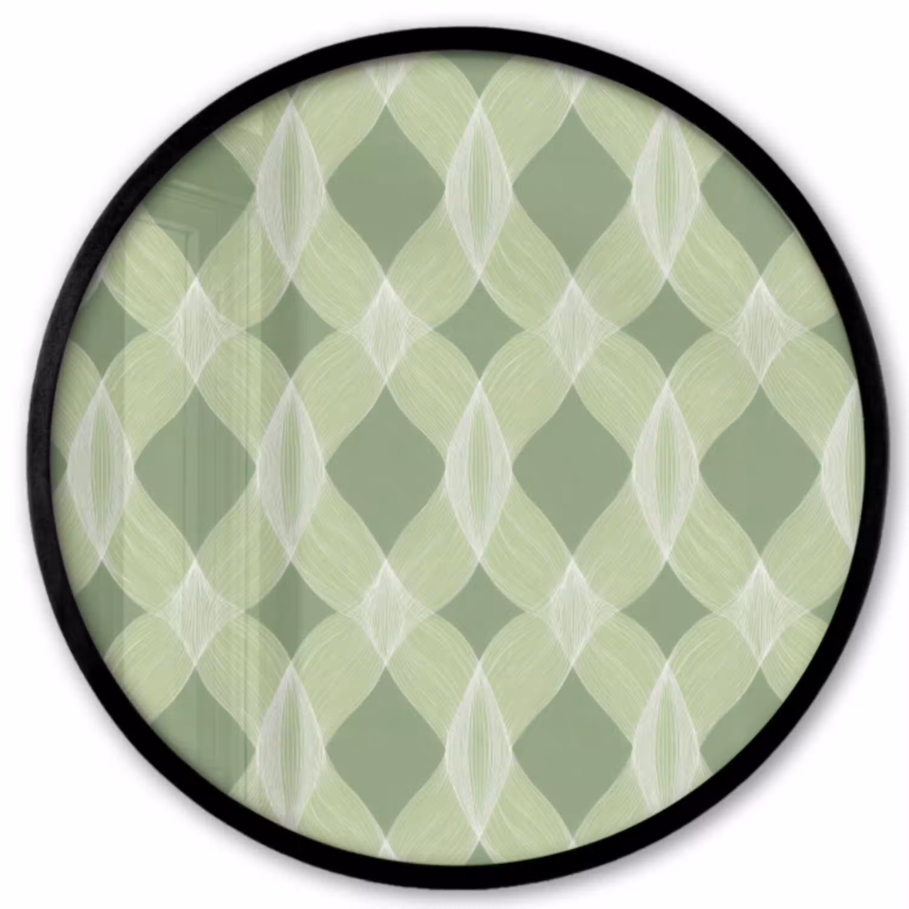 Saliegroen - Geometrisch - Organisch - Traliewerk - Patroon Fotolijst rond zonder passe partout klein 856 -3d