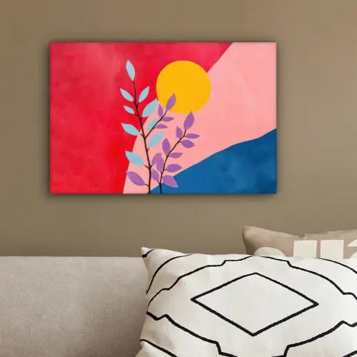 Bladeren - Zon - Abstracte vormen canvas 2cm klein -sfeer3