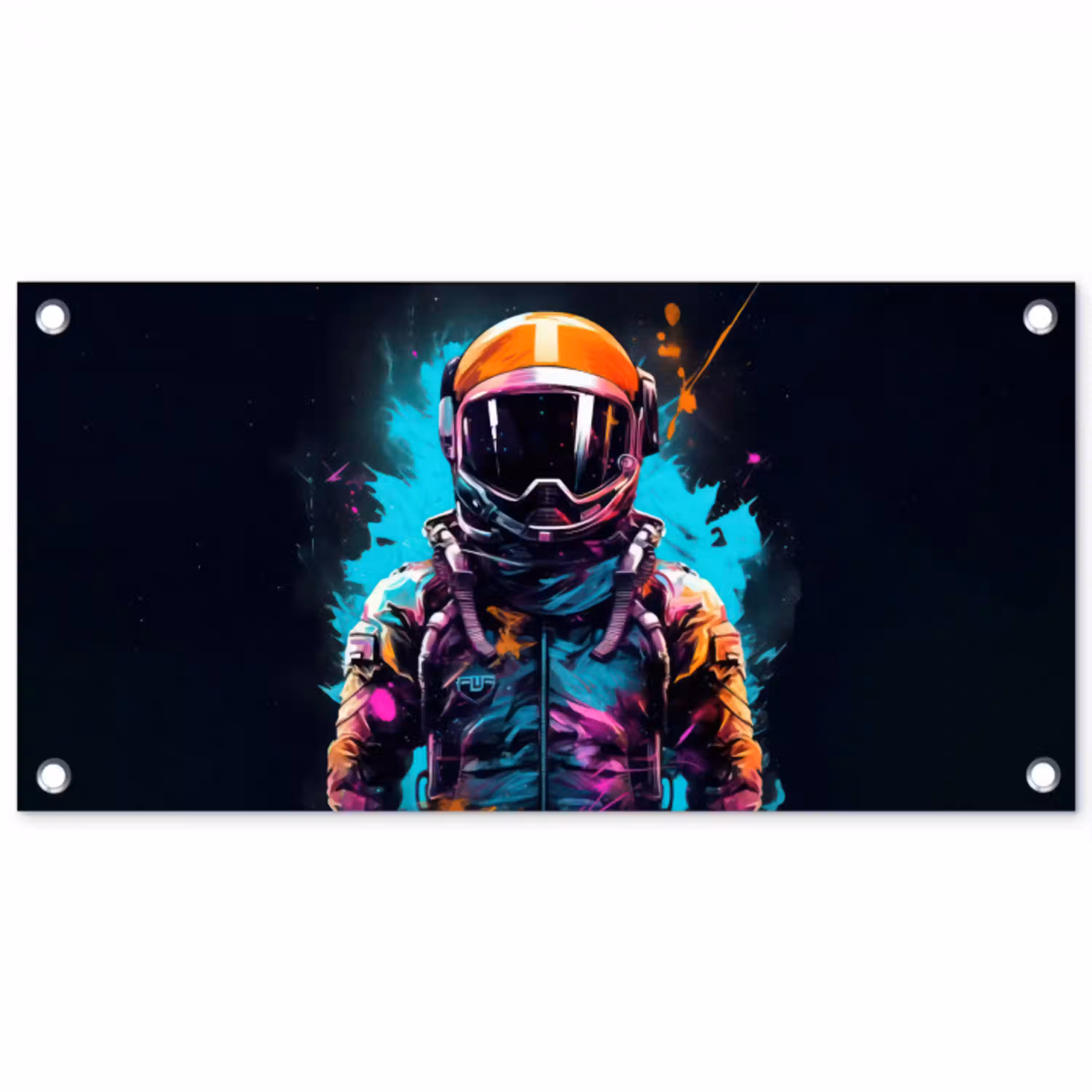 Astronaut - Neon - Gaming - Ruimte tuinposter los doek klein -3d