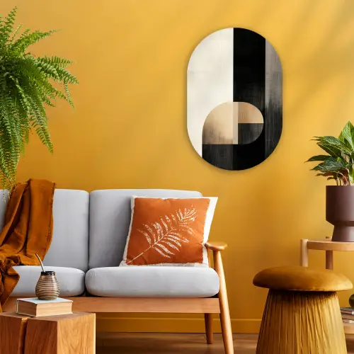 Vormen - Modern - Zwart Wandcirkel Ovaal Forex klein -sfeer4