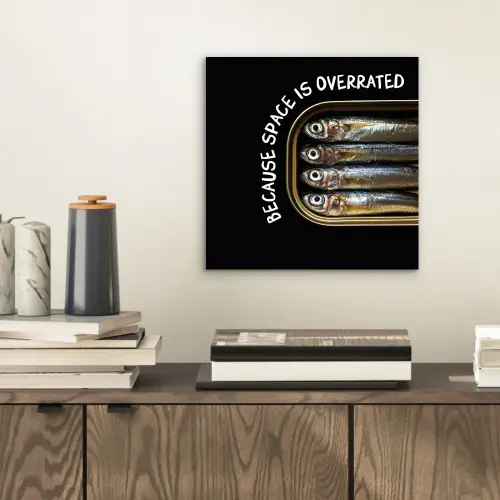 Sardines - Tekst - Vis - Blik aluminium wit klein -sfeer1