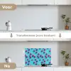 Blauw - Frambozen - Roze keuken achterwand spatscherm klein 900 -voor_na_NL