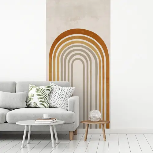 Minimalistisch - Boog - Lijnen - Beige fotobehang vinyl groot -woonkamer