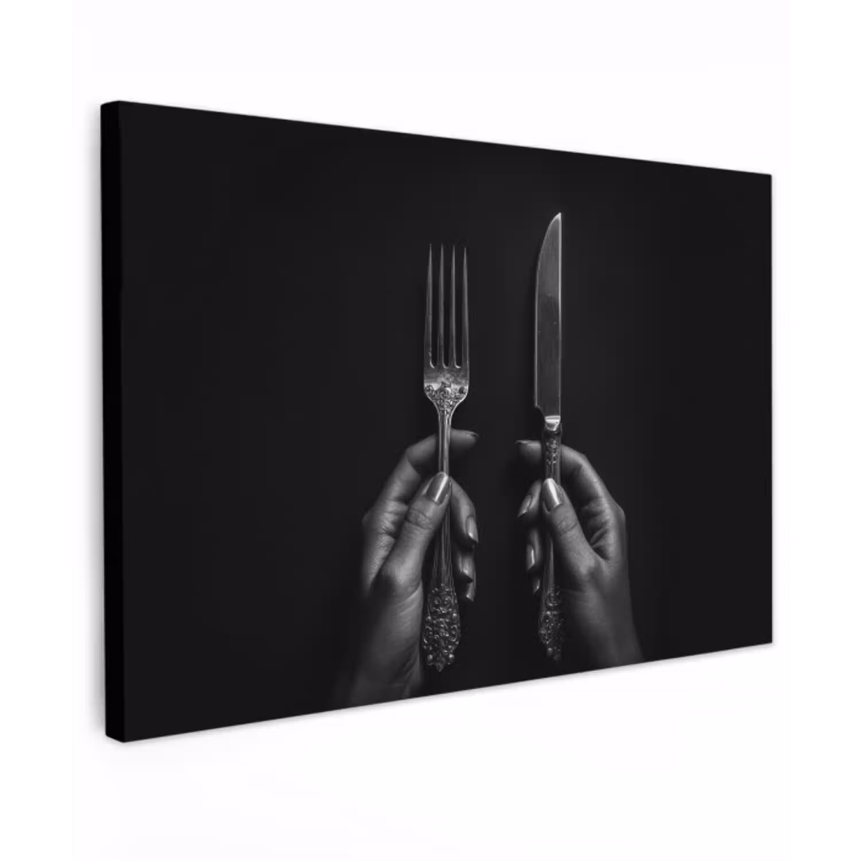 Bestek - Zwart - Wit canvas 2cm klein -z3d