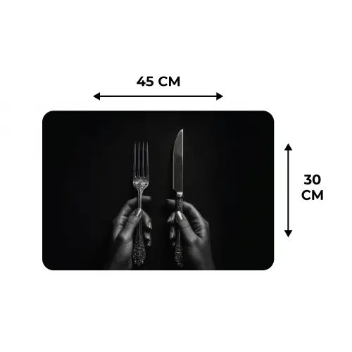 Bestek - Zwart - Wit Placemat vinyl groot -specs