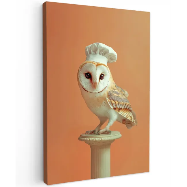 Kerkuil - Koksmuts - Oranje - Vogel Tuinposter op houten frame 2 cm dik klein -3d