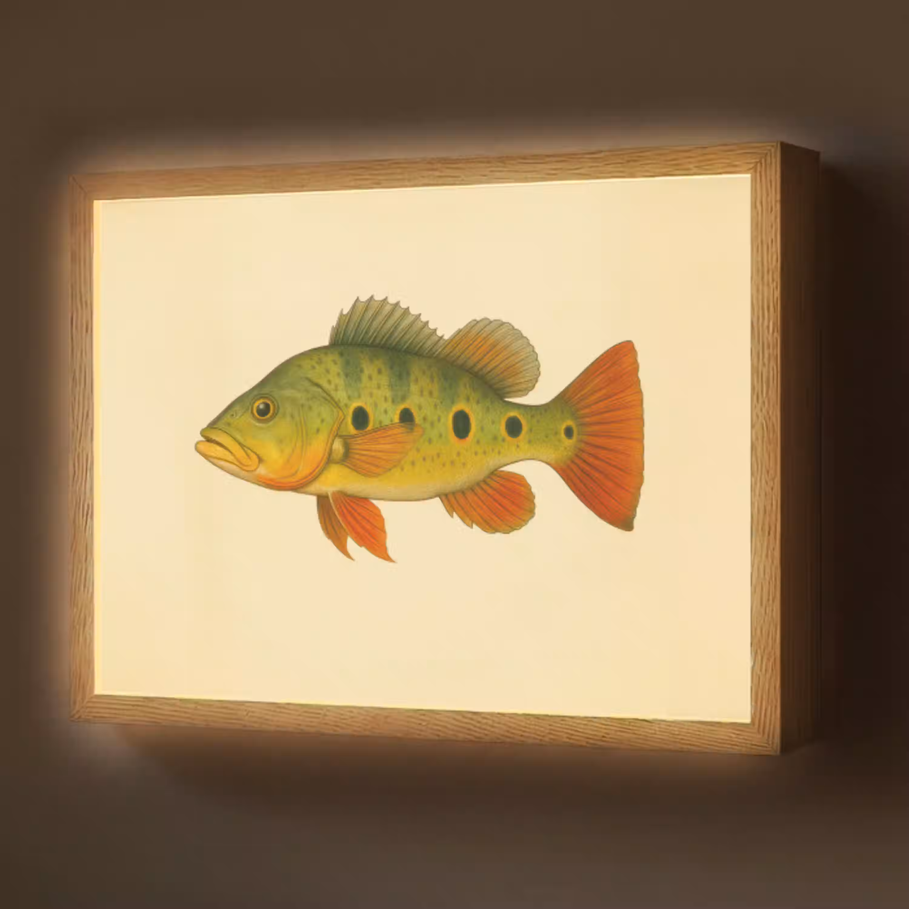 Schubben - Vis - Groen - Illustratie Light Box met batterij (Wandlamp) middel -z3d_website