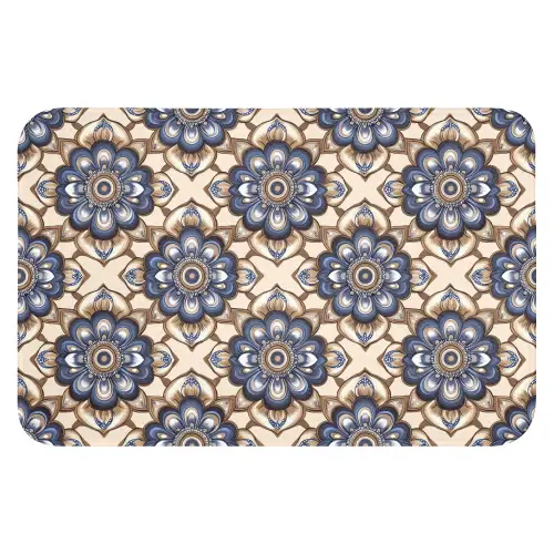 Floraal - Ornament - Blauw WCmat klein 1009 -3d