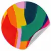 Vormen - Golvend - Abstract - Felroze Wandcirkel behangsticker klein -3d